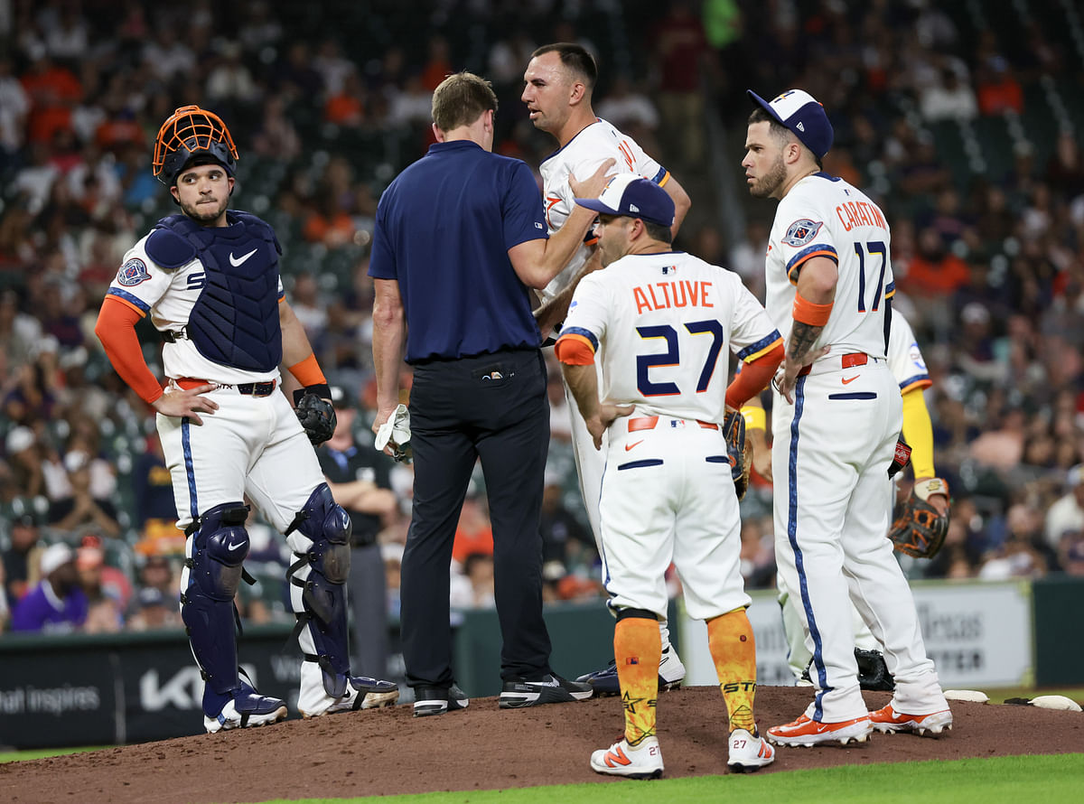 WATCH: Astros’ Colton Gordon gets drilled in head by comebacker in scary faceoff vs. Guardians
