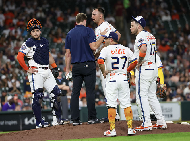 WATCH: Astros’ Colton Gordon gets drilled in head by comebacker in scary faceoff vs. Guardians