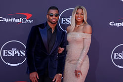 Russell Wilson gets loud support from wife Ciara and kids at Giants training camp