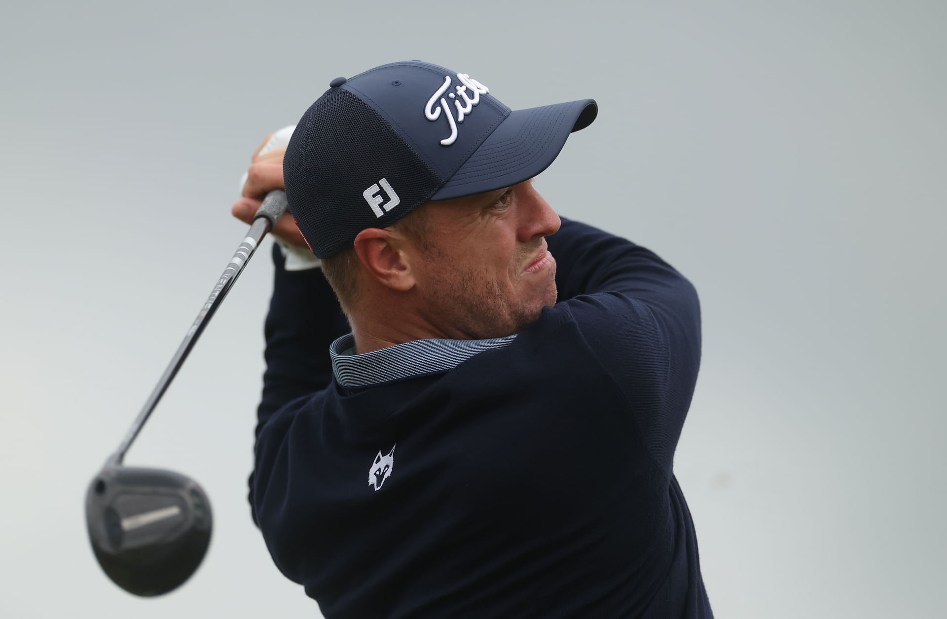 Justin Thomas takes a shot during the 2025 Open Championship - Image Source: Imagn