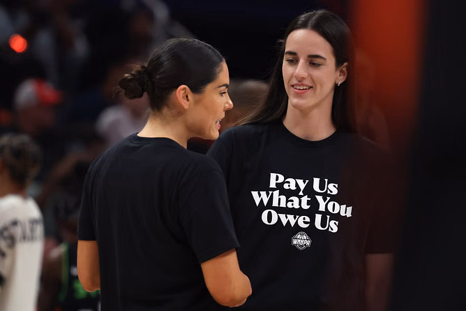 "It wasn't meant as a shot at Caitlin Clark" - Jason Whitlock defends Kelsey Plum's controversial stance tied to Fever star's ‘Pay Us’ shirt absence