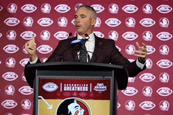 "I know his heart when it comes to it": Mike Norvell defends FSU QB Tommy Castellanos for his Alabama chirp at ACC media days