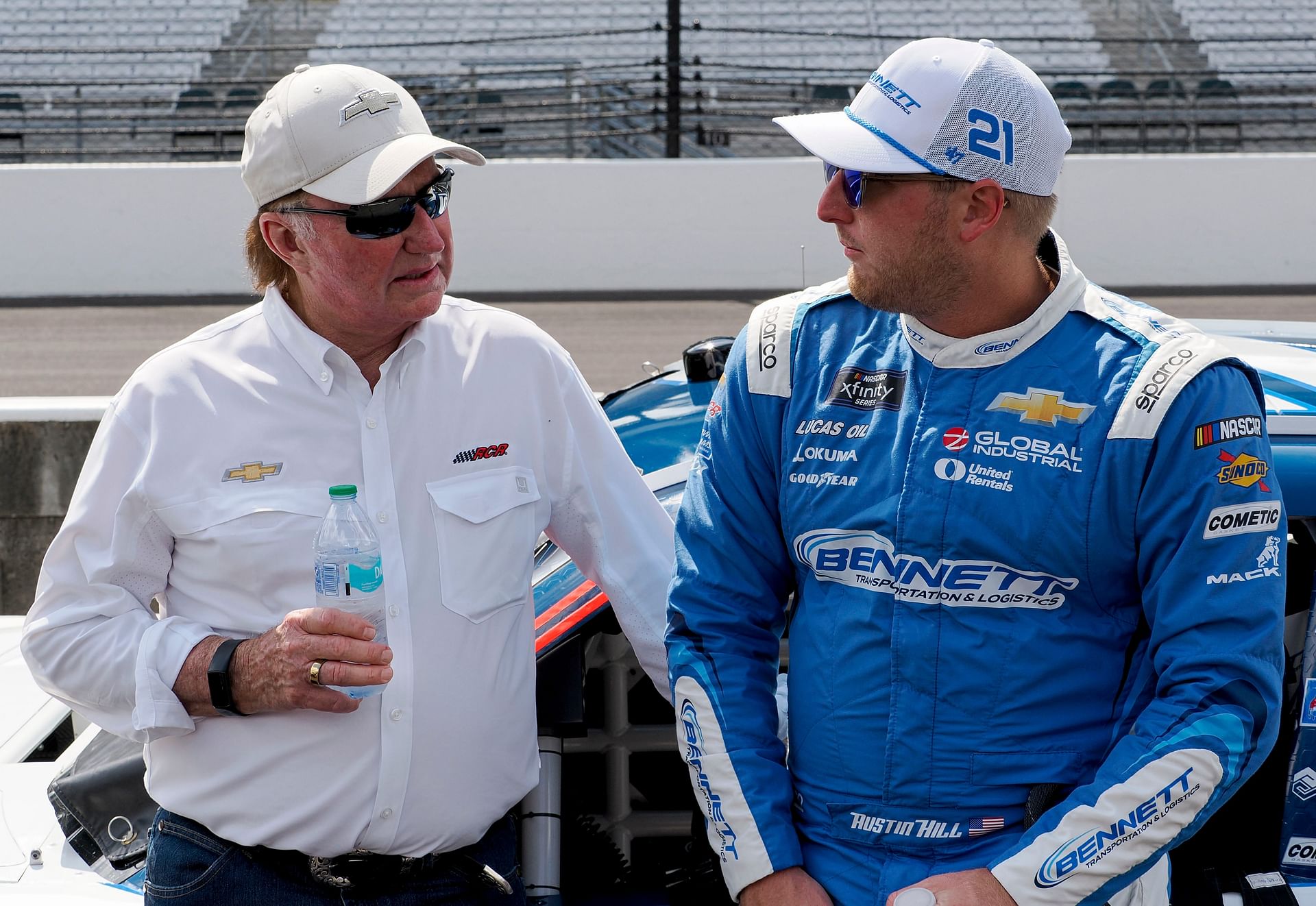 Richard Childress and Austin Hill before the Pennzoil 250 at Indianapolis. Source: Imagn