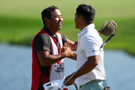 Kurt Kitayama with his caddie at the 3M Open (Image Source: Imagn)