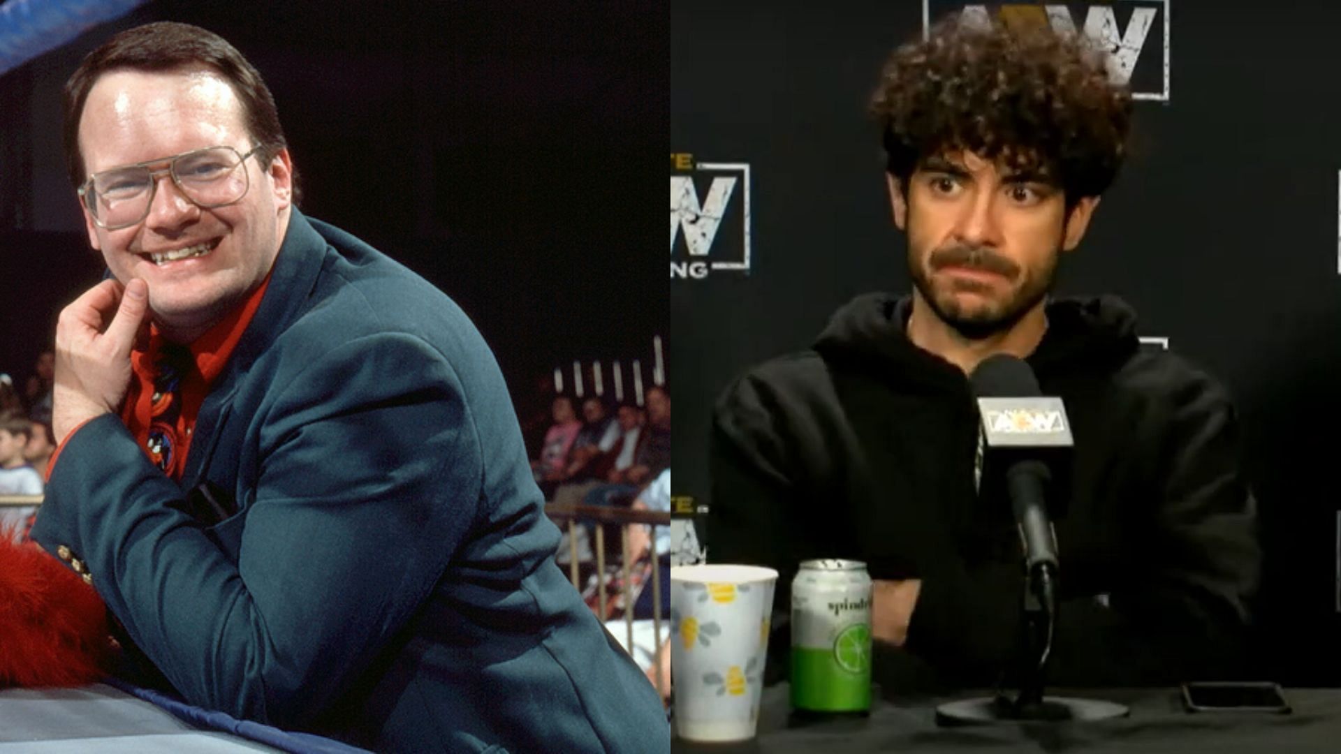 Jim Cornette (left) and AEW president Tony Khan (right). (Image credits: wwe.com &amp; AEW YouTube channel)