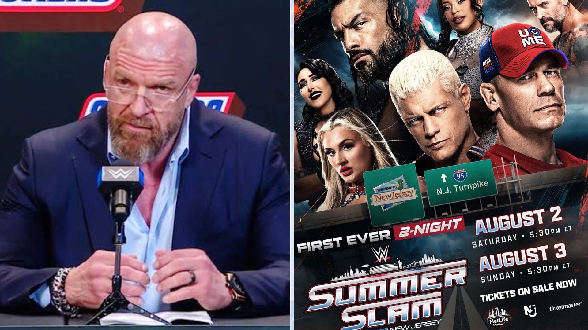 The SummerSlam build from WWE and Triple H has had some key mistakes [Credit: WWE.com &amp; WWE on X] 