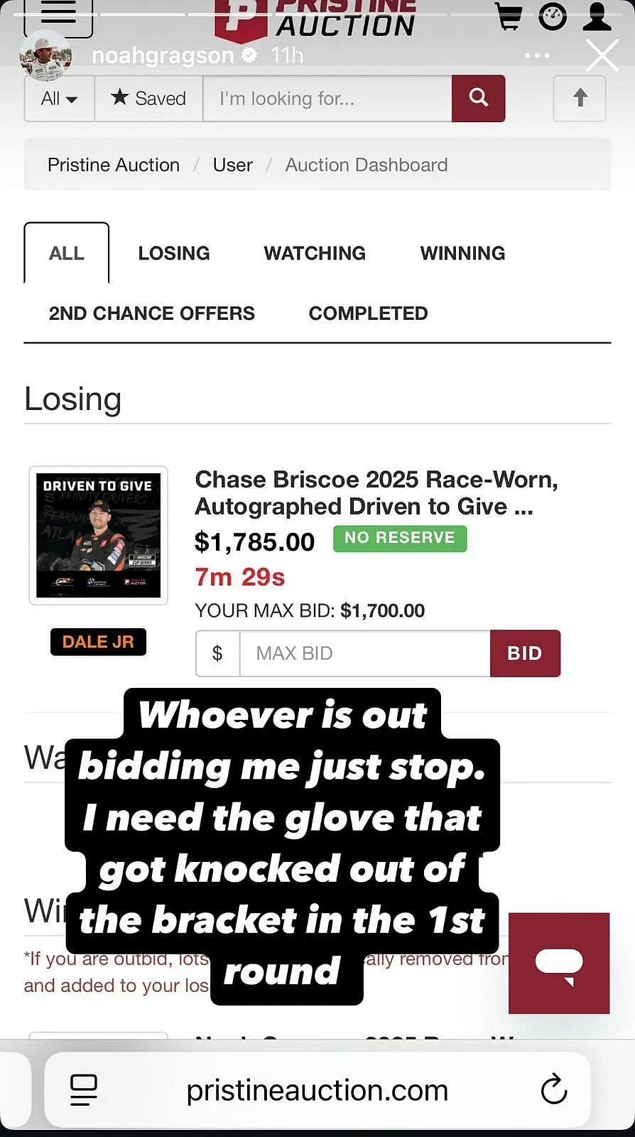 Screenshot via Instagram - @noahgragson