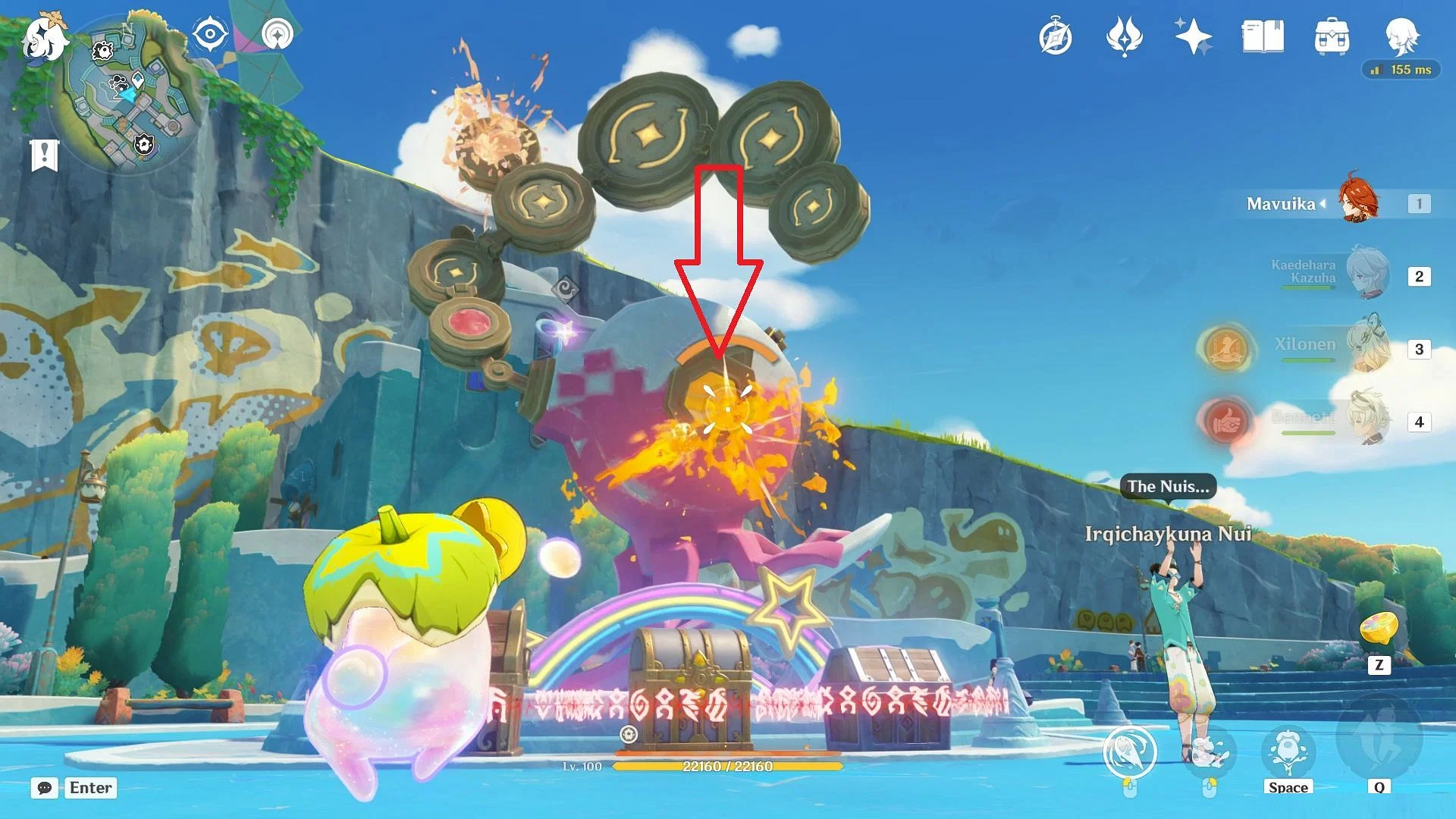 Shoot at the circle on the sphere (Image via HoYoverse)