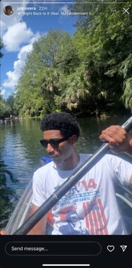 Sera's Instagram Story showing him rowing a boat on his and Gauff's Florida date (Source: Instagram/jalensera)