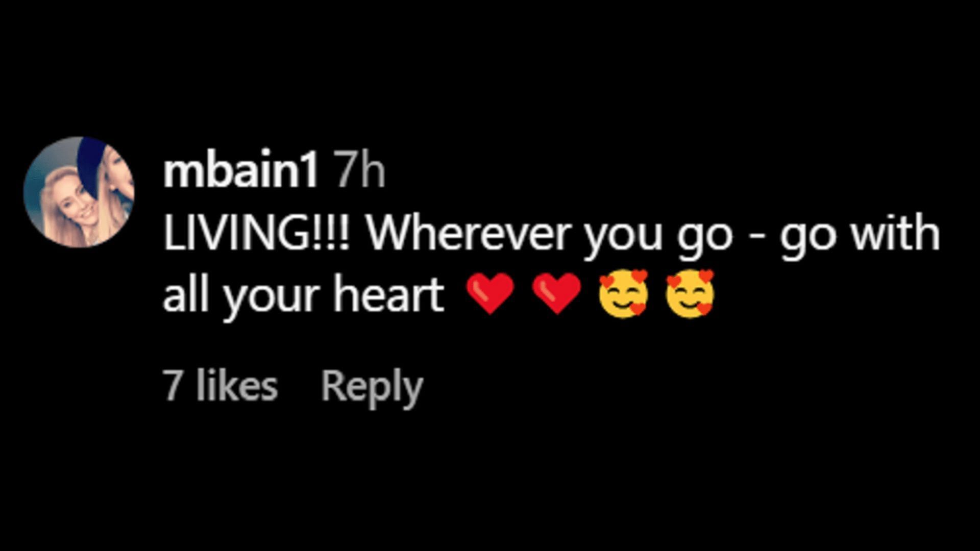 Michelle Bain-Brink posts a supportive comment for her daughter Cameron Brink on Instagram. Credit: Cameron Brink/IG