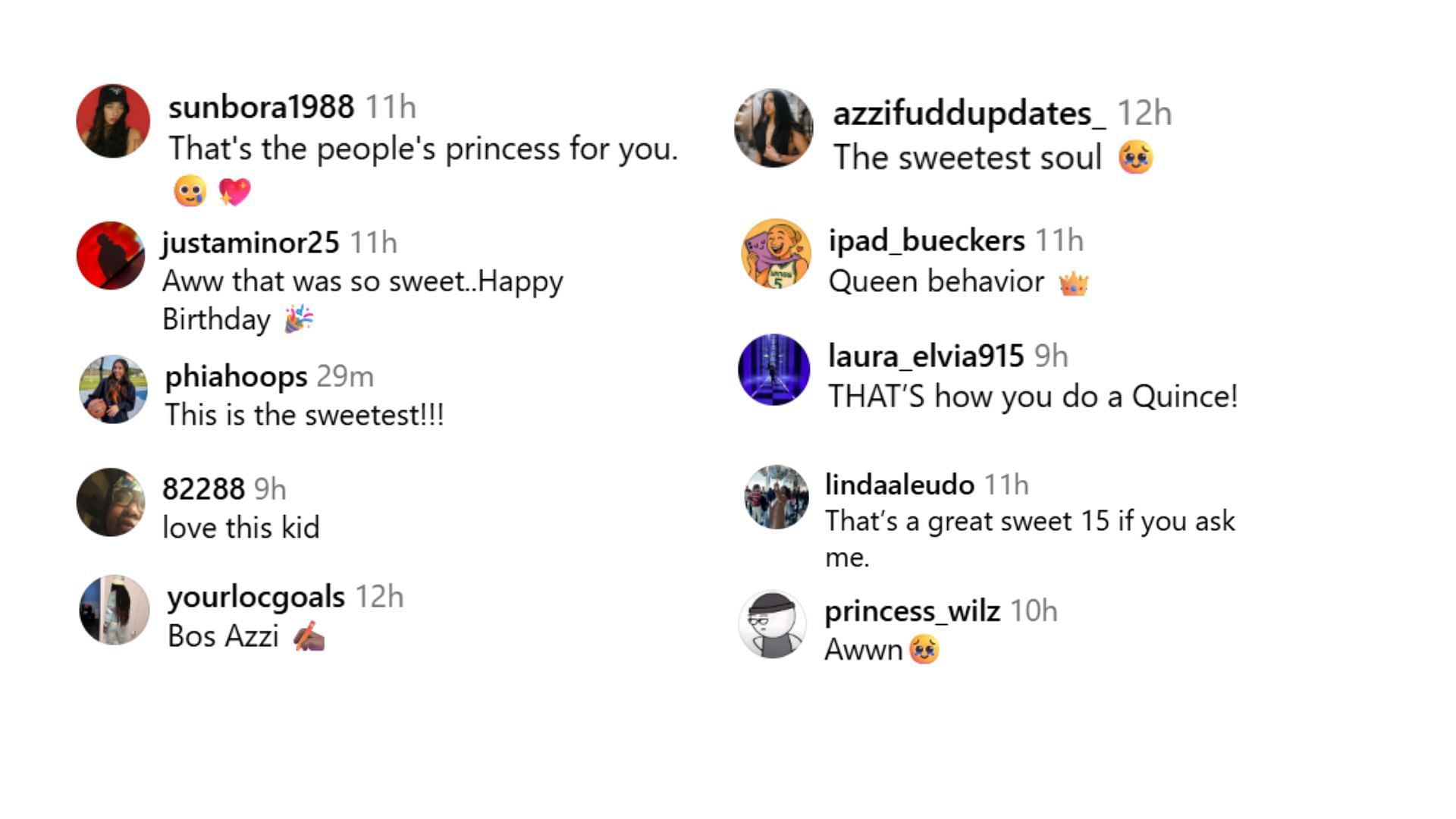 other reactions to Azzi Fudd IG photos (Image Source: @overtimewbb/Instagram)