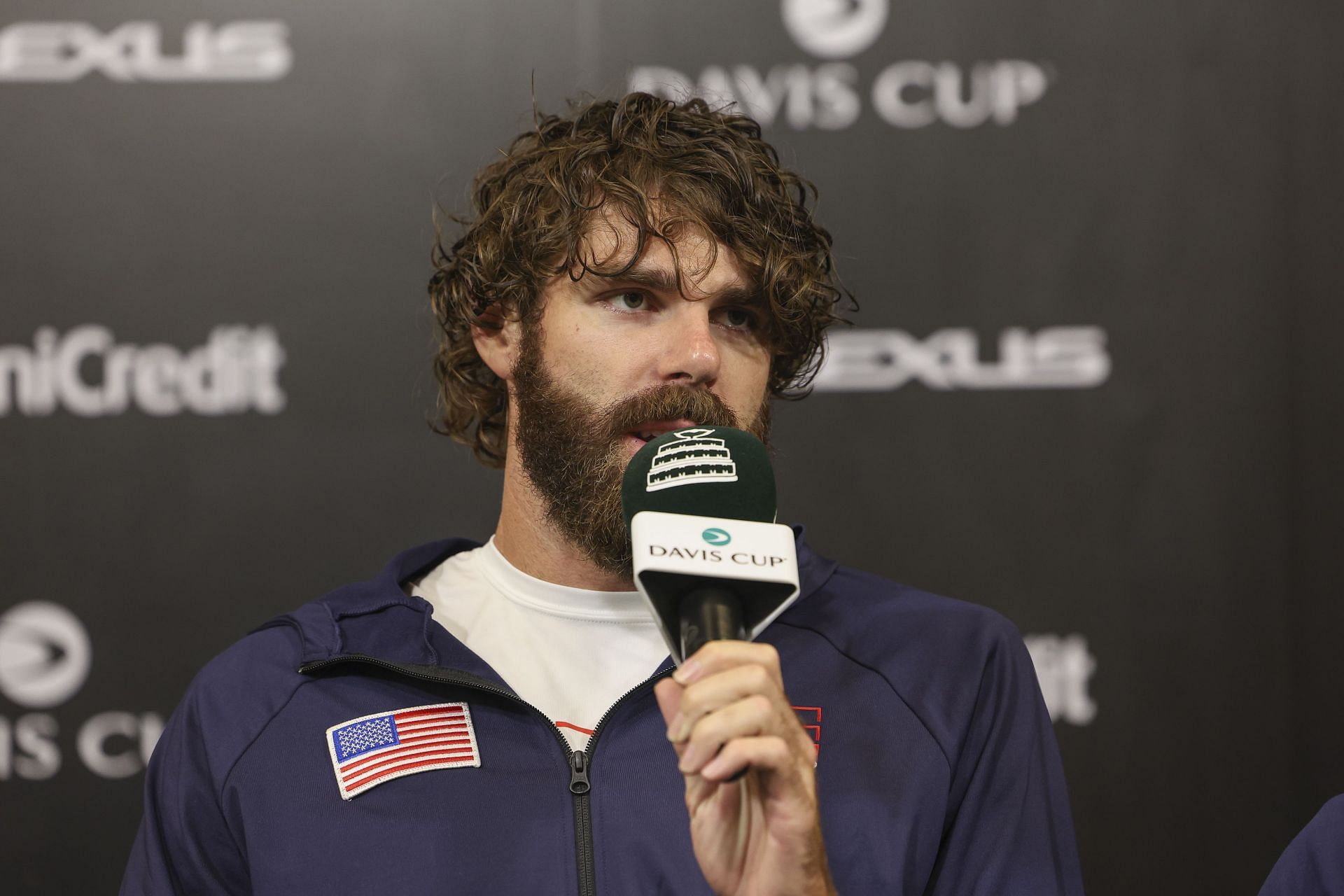 Reilly Opelka at a 2024 Davis Cup Finals Group Stage Zhuhai press conference (Source: Getty)