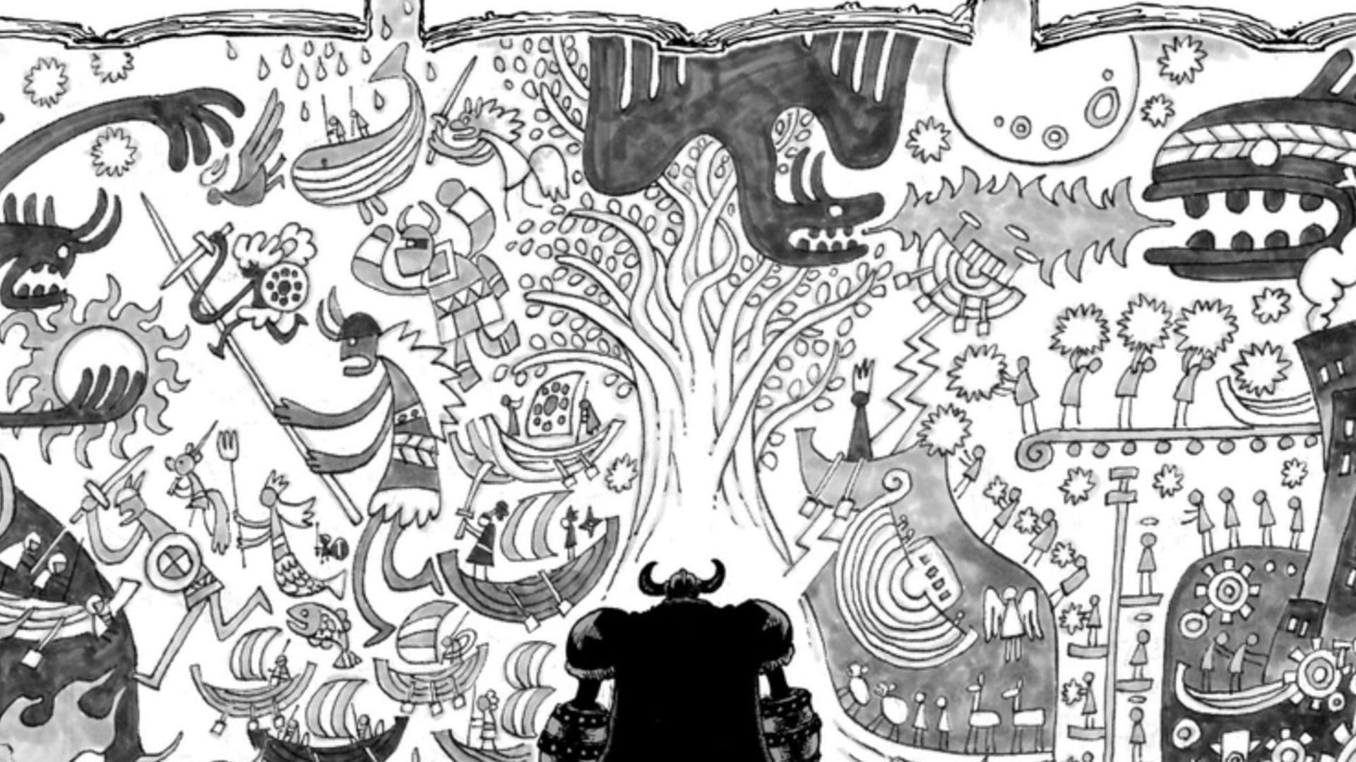 The Void Century mural in manga (Image via Shueisha)