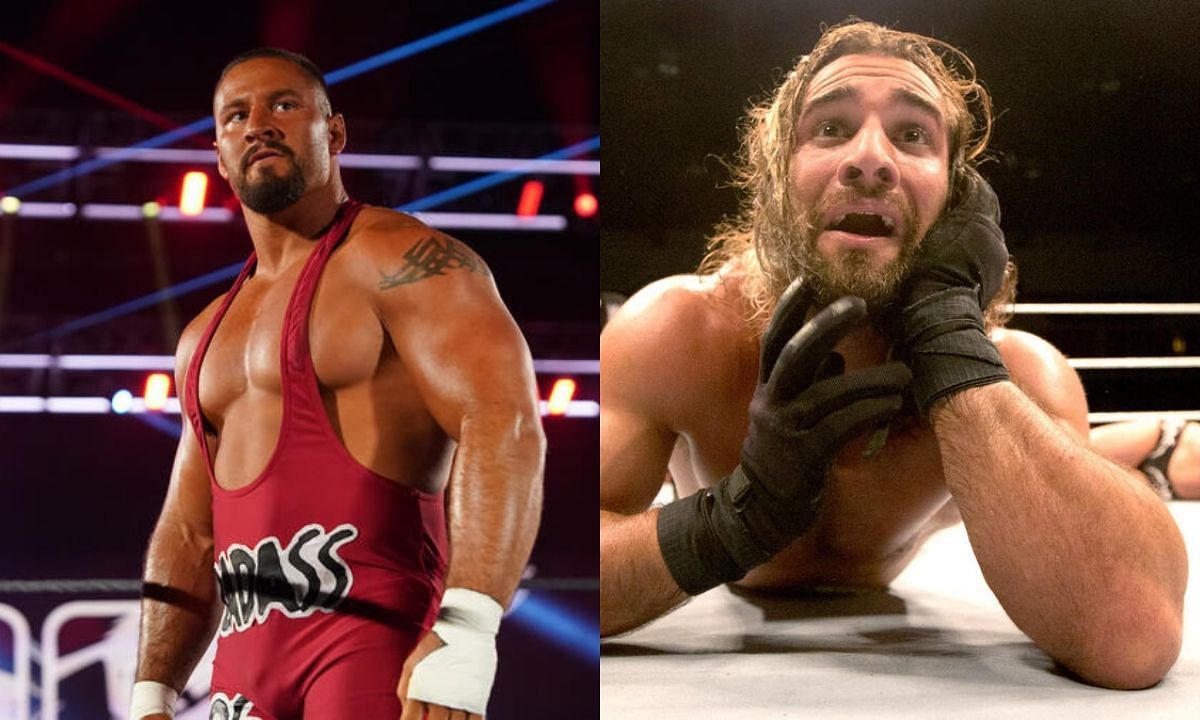 WWE superstars, Bron Breakker (L) and Seth Rollins (R). [Photo credit: WWE.com]