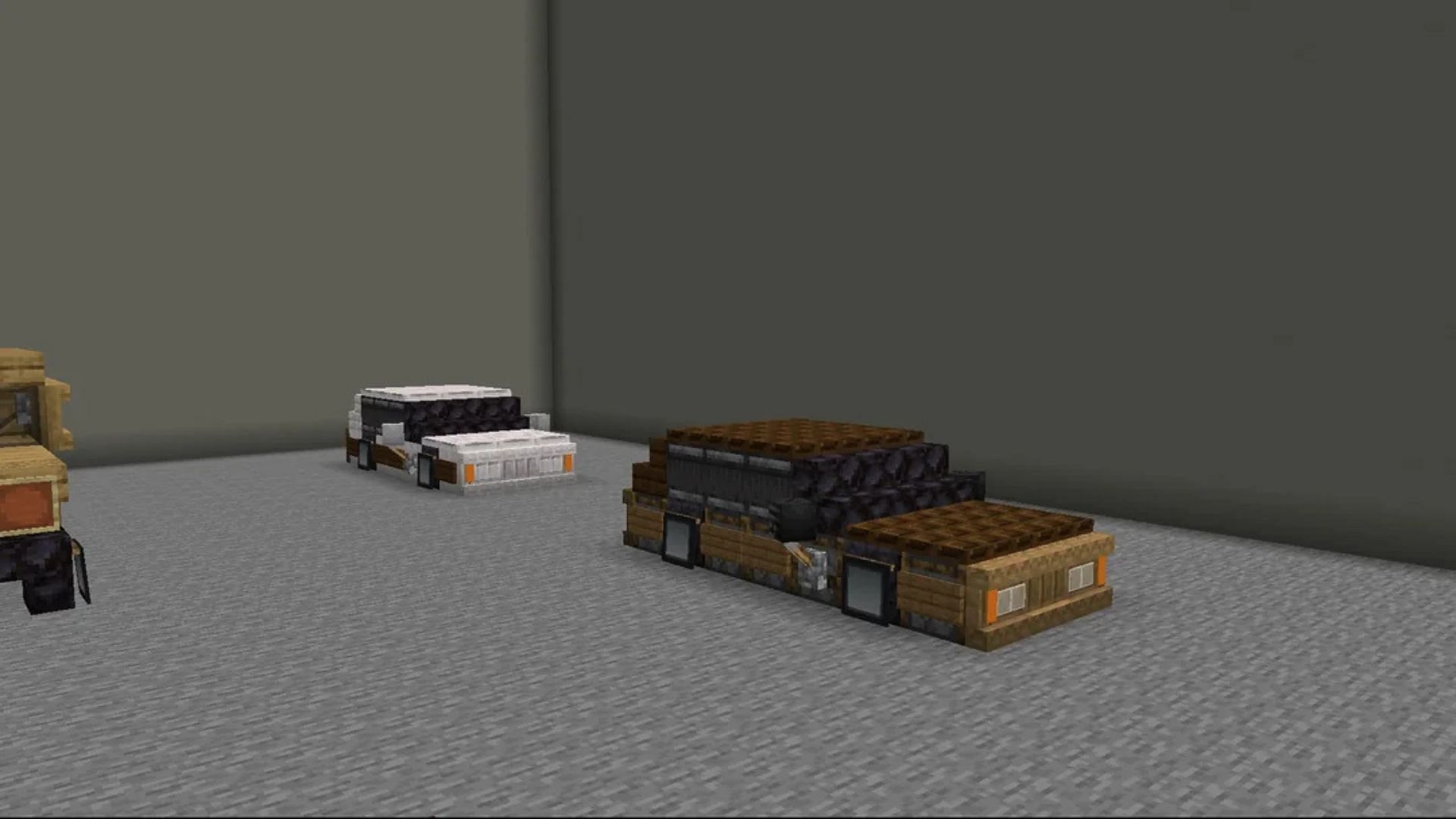 A Minecraft player makes cars using the shelf block 