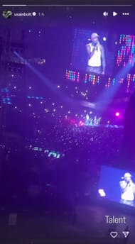 Usain Bolt in attendance at Chris Brown's concert; Instagram - @usainbolt