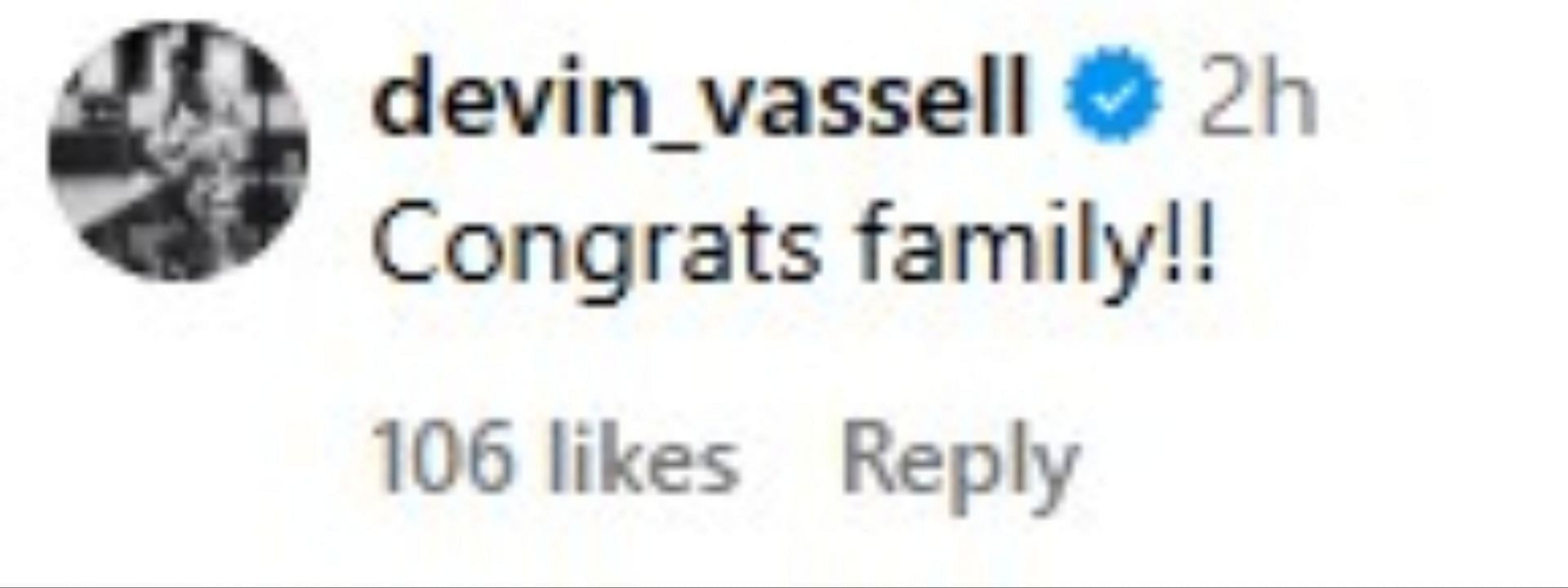 San Antonio Spurs guard Devin Vassell congratulated the couple.