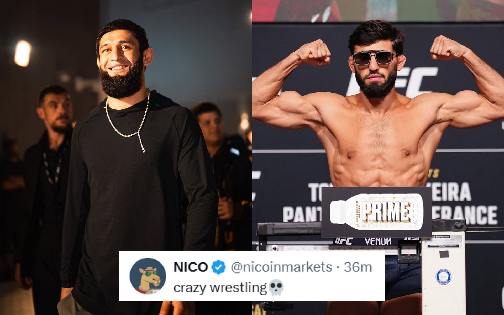Fans react to Khamzat Chimaev (left) training with Arman Tsarukyan (right). [Images courtesy: @khamzat_chimaev and @arm_011 on Instagram]