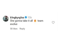Kyrgios' comment on Instagram