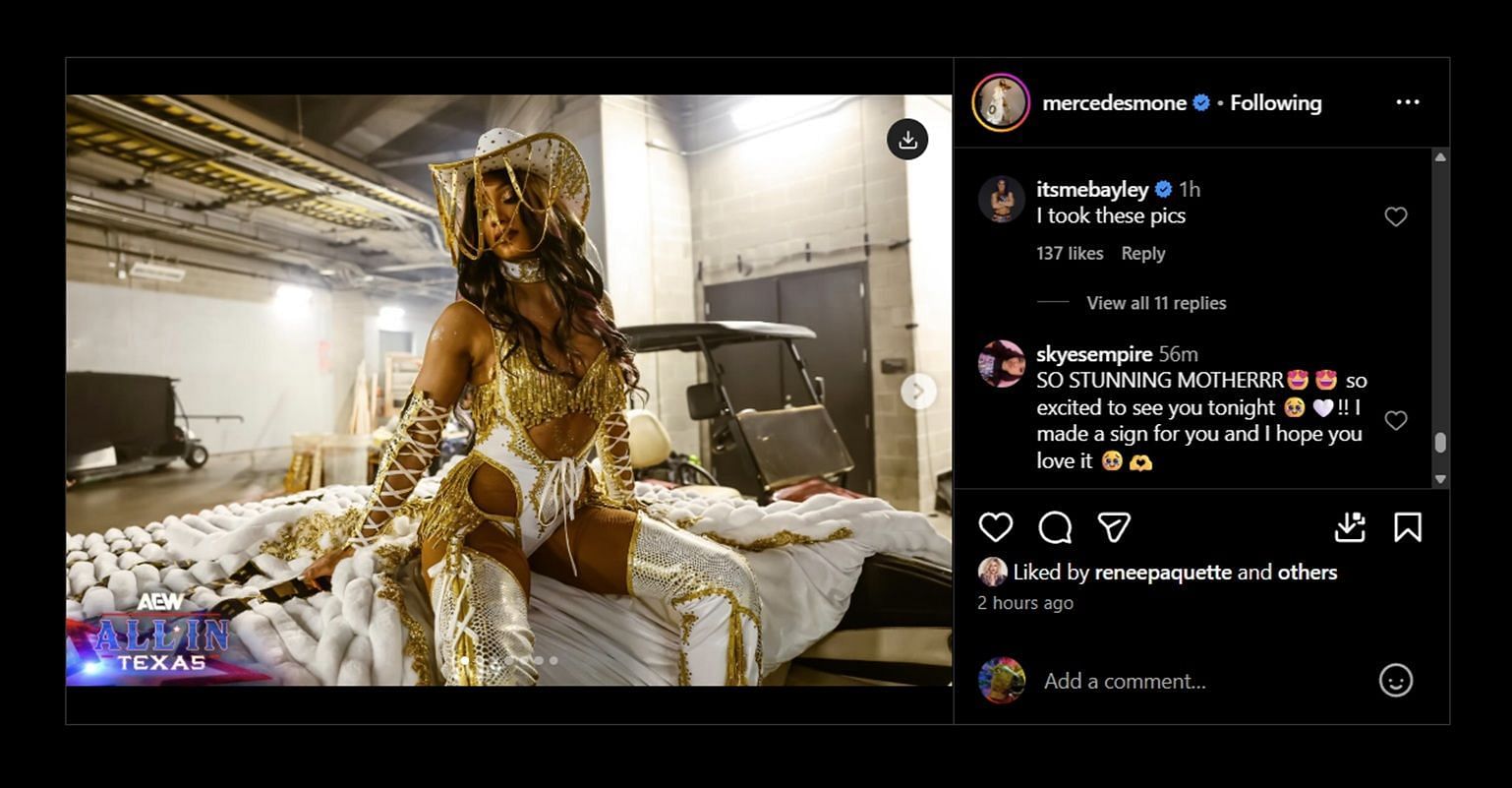 Image credit: Mercedes Mone&#039;s Instagram page