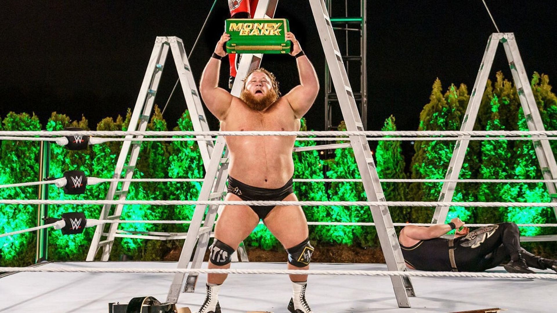 Otis was afraid to climb the ladder but won the coveted briefcase. [Image credit: wwe.com]