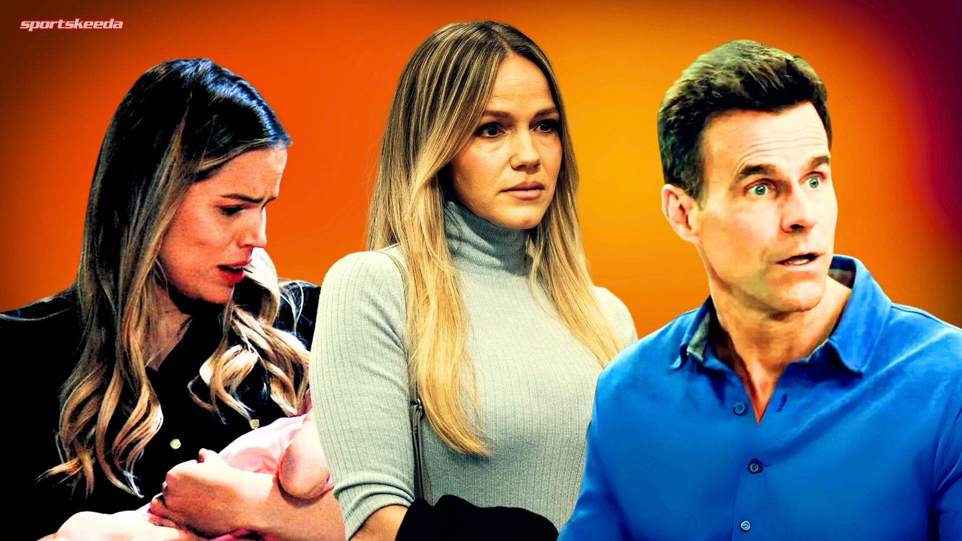 From left, Sasha, Lulu and Drew on General Hospital (Custom edit by Sportskeeda, Original images via ABC Network)