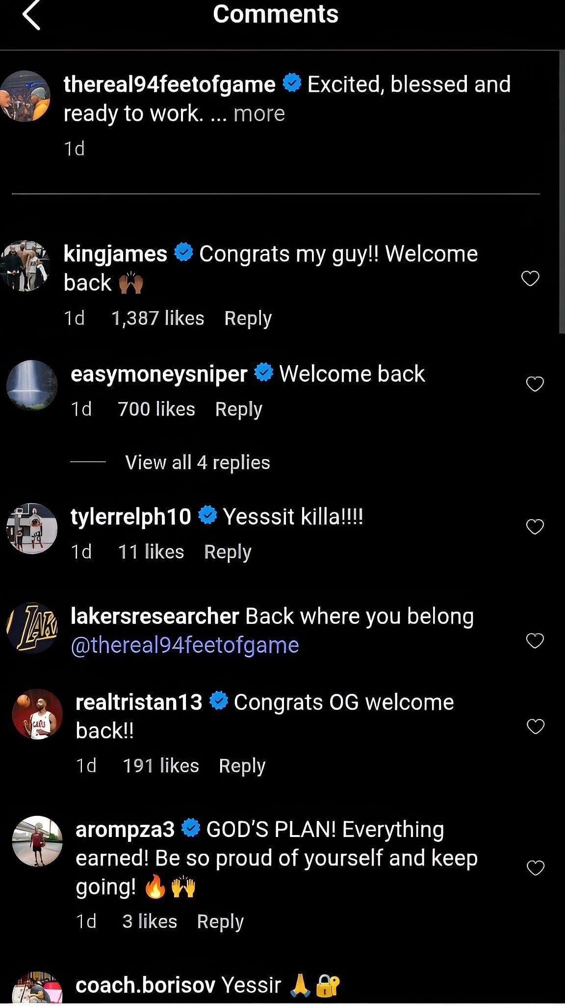 Kevin Durant and LeBron James comment on the post