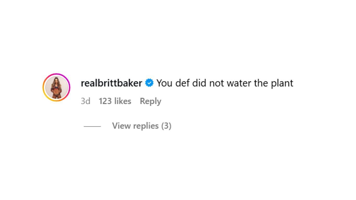 Screenshot of Baker&#039;s comment under Wardlow&#039;s post [Image credits: Instagram ]