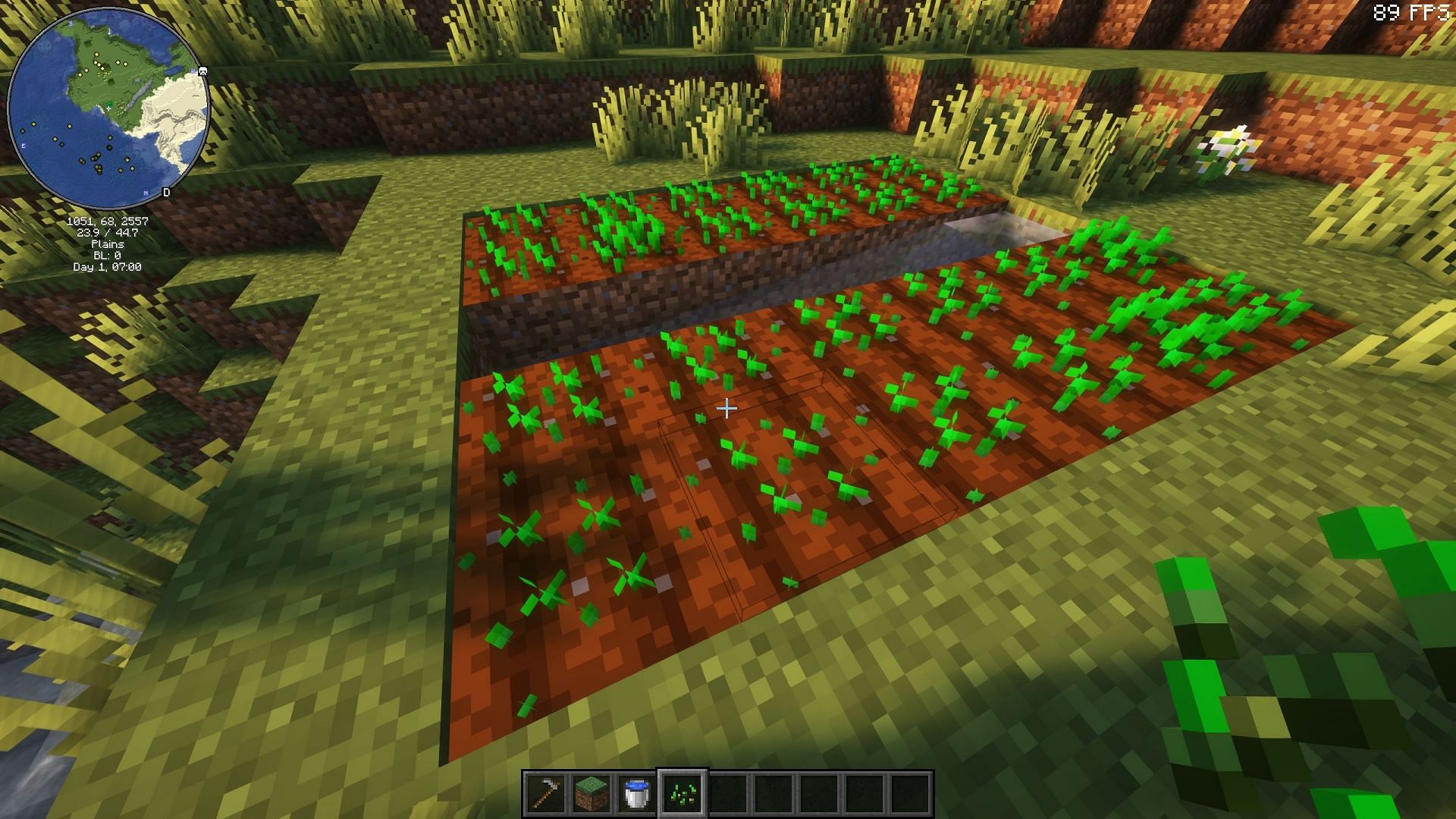 RightClickHarvest is a great mod for making farming easy (Image via Sportskeeda Gaming || Mojang Studios)