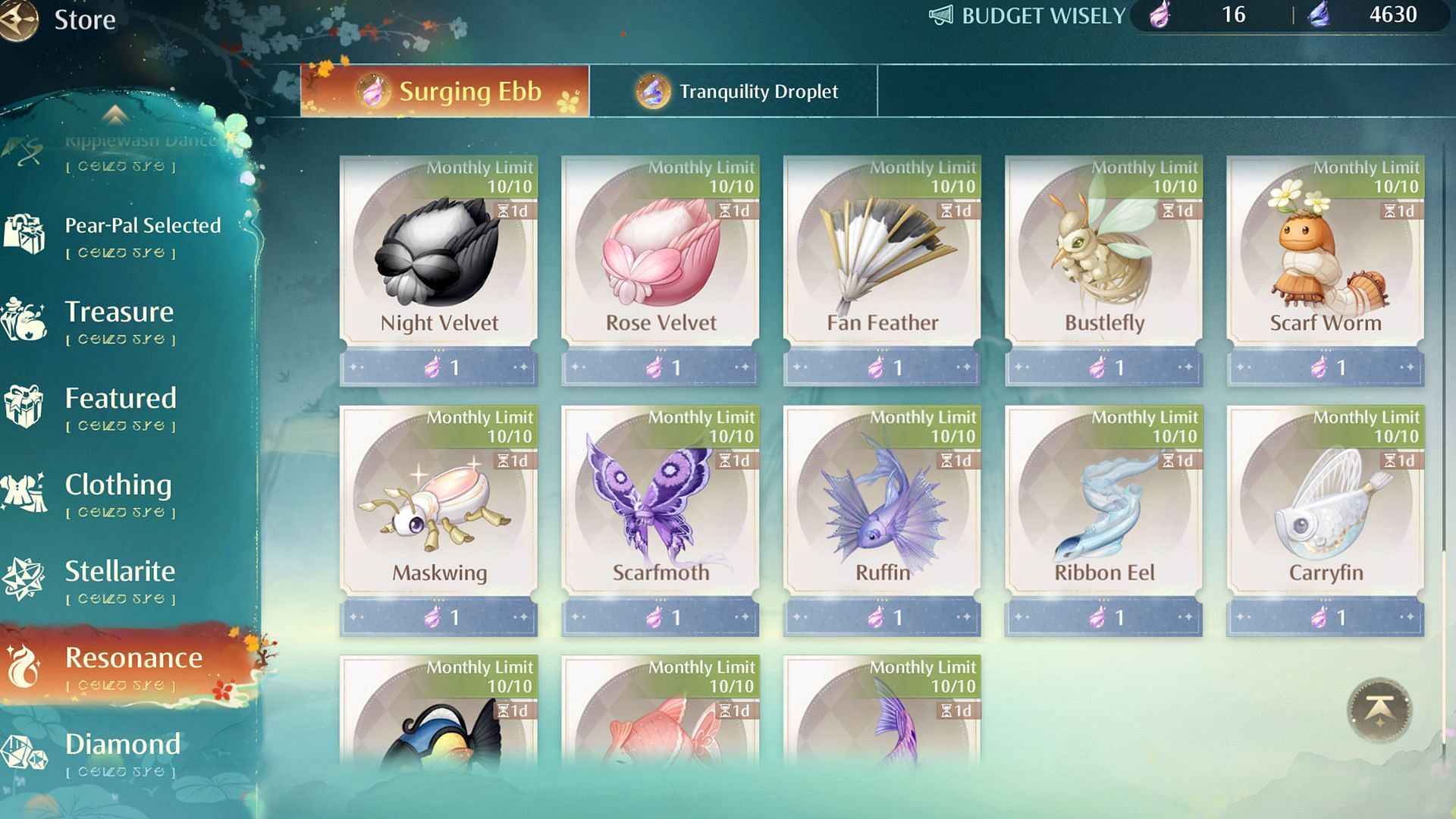 Fan Feather can also be bought from Surging Ebb store (Image via Sportskeeda Gaming/Infold Games)