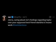 A Love Island USA fan reacts to Cierra's justification (Image via X/@sqrflo)