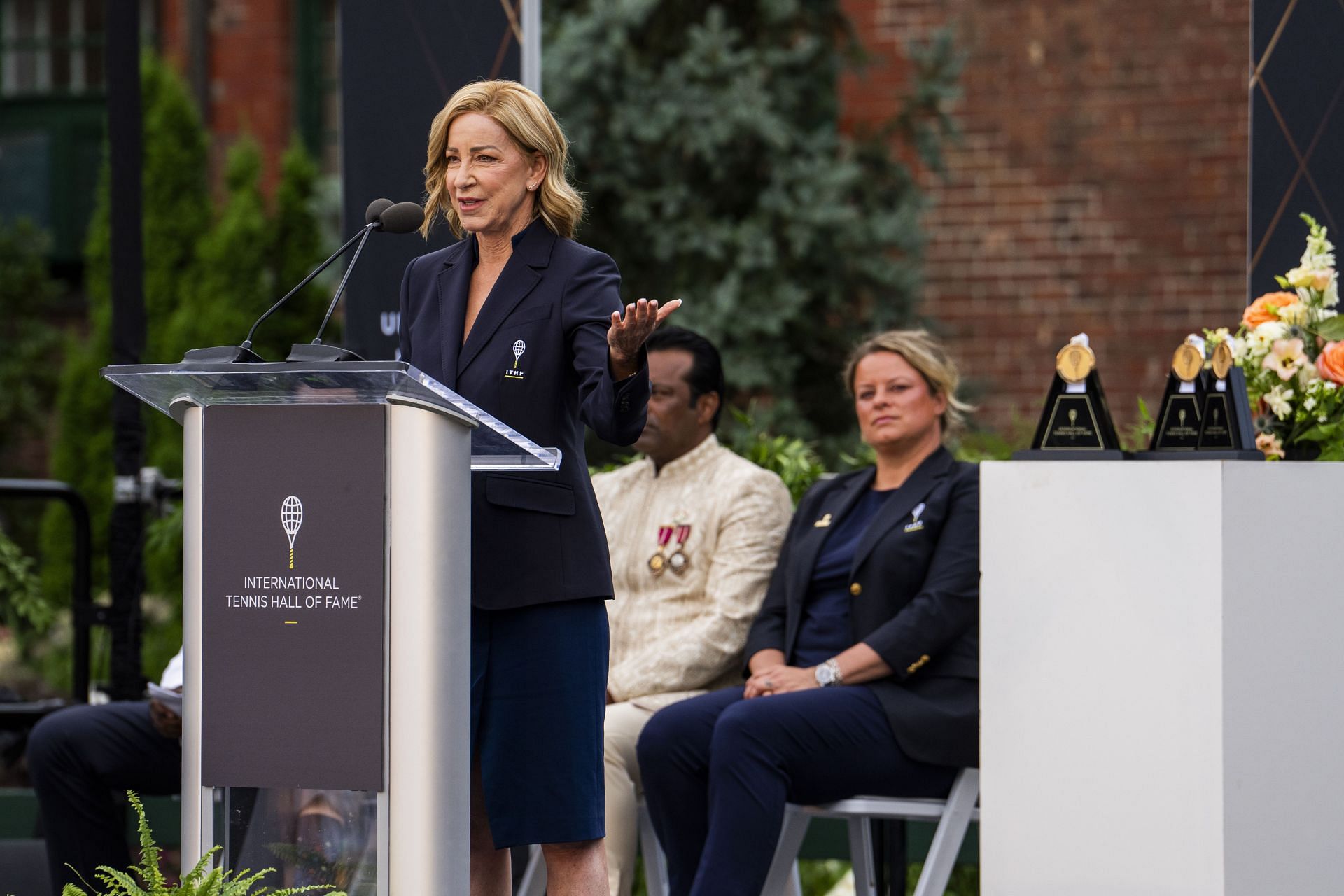 Evert at the International Tennis Hall of Fame Induction Ceremony 2024 (Image Source: Getty)