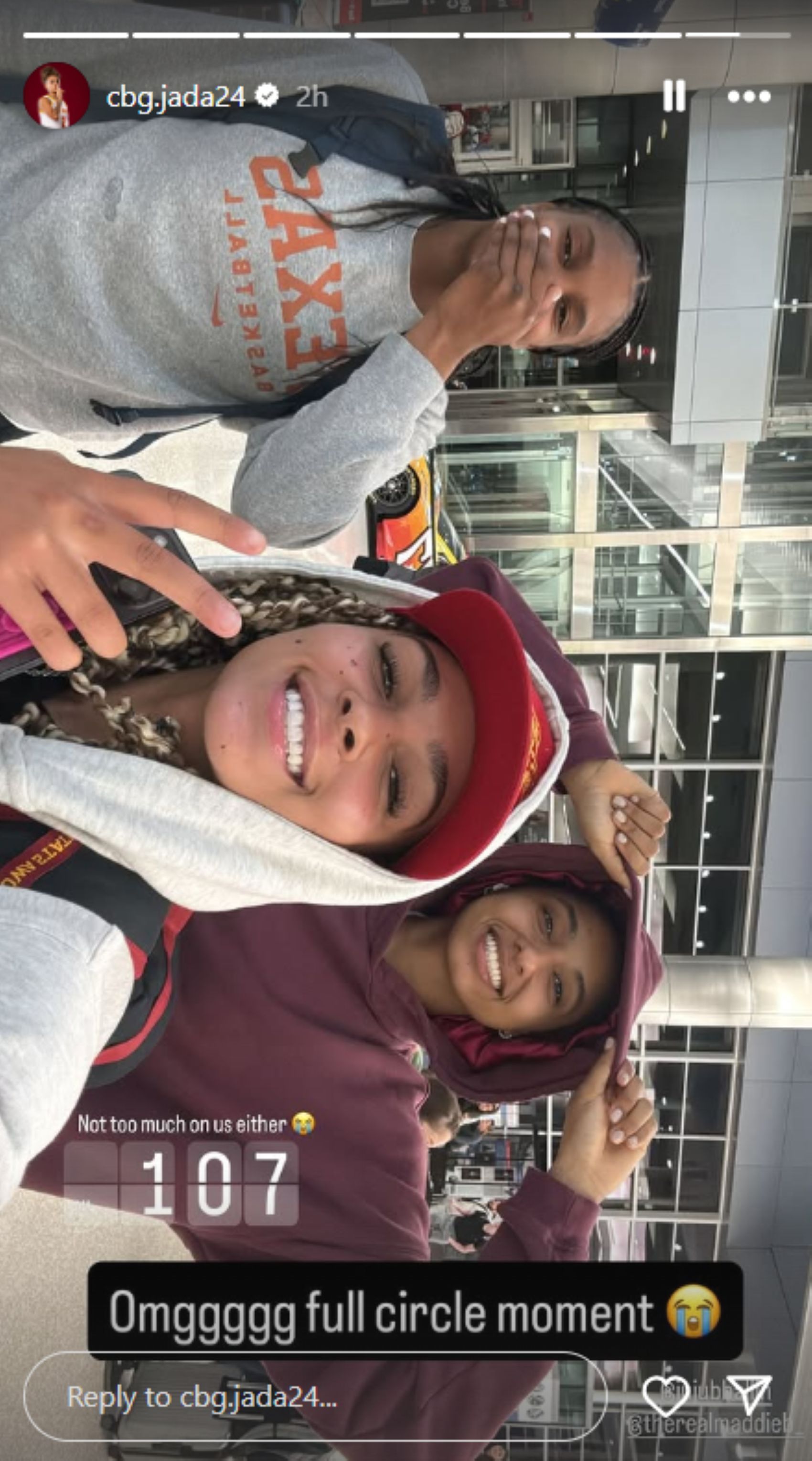 Jada Williams shares 4-word reaction as Iowa State star arrives in Indiana for WNBA All-Star weekend (Image via Instagram @cbg.jada24)