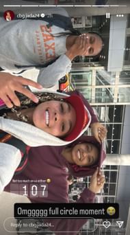 Jada Williams with Caitlin Clark and JuJu Watkins as the stars arrive in Indiana for WNBA All-Star weekend (Image via Instagram @cbg.jada24)