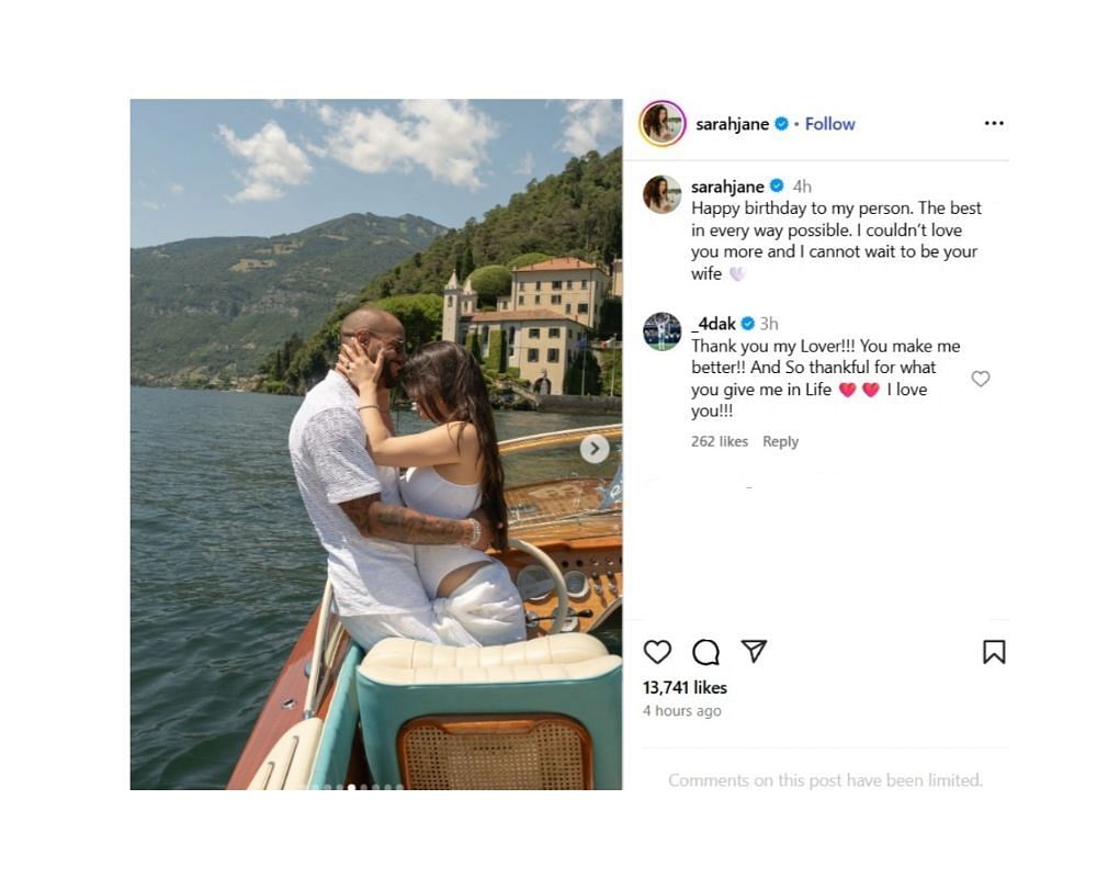 Sarah Jane posted a heartfelt message for Cowboys QB [IG/@sarahjane]