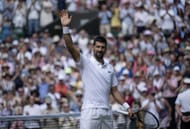 Novak Djokovic waves to the crowd on Day Four: The Championships - Wimbledon 2025 - Source: Getty
