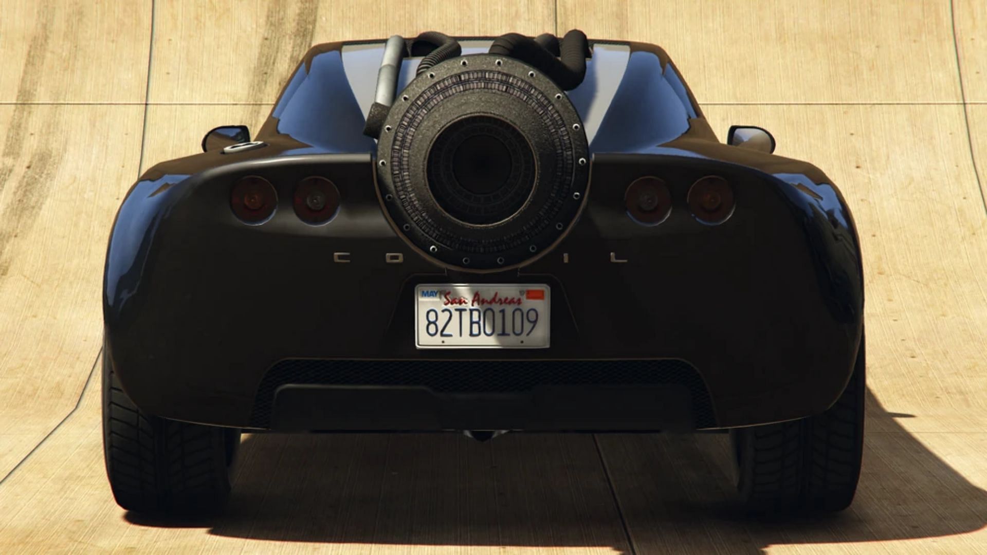 The bulletproof rear of the Rocket Voltic in GTA 5 Online (Image via Rockstar Games)