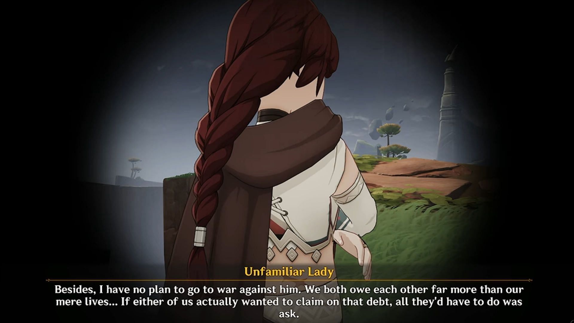The red-haired lady is talking about Och-Kan (Image via HoYoverse)