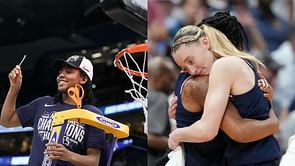 UConn's KK Arnold poses with Paige Bueckers t-shirt after repping custom design during WNBA All-Star weekend