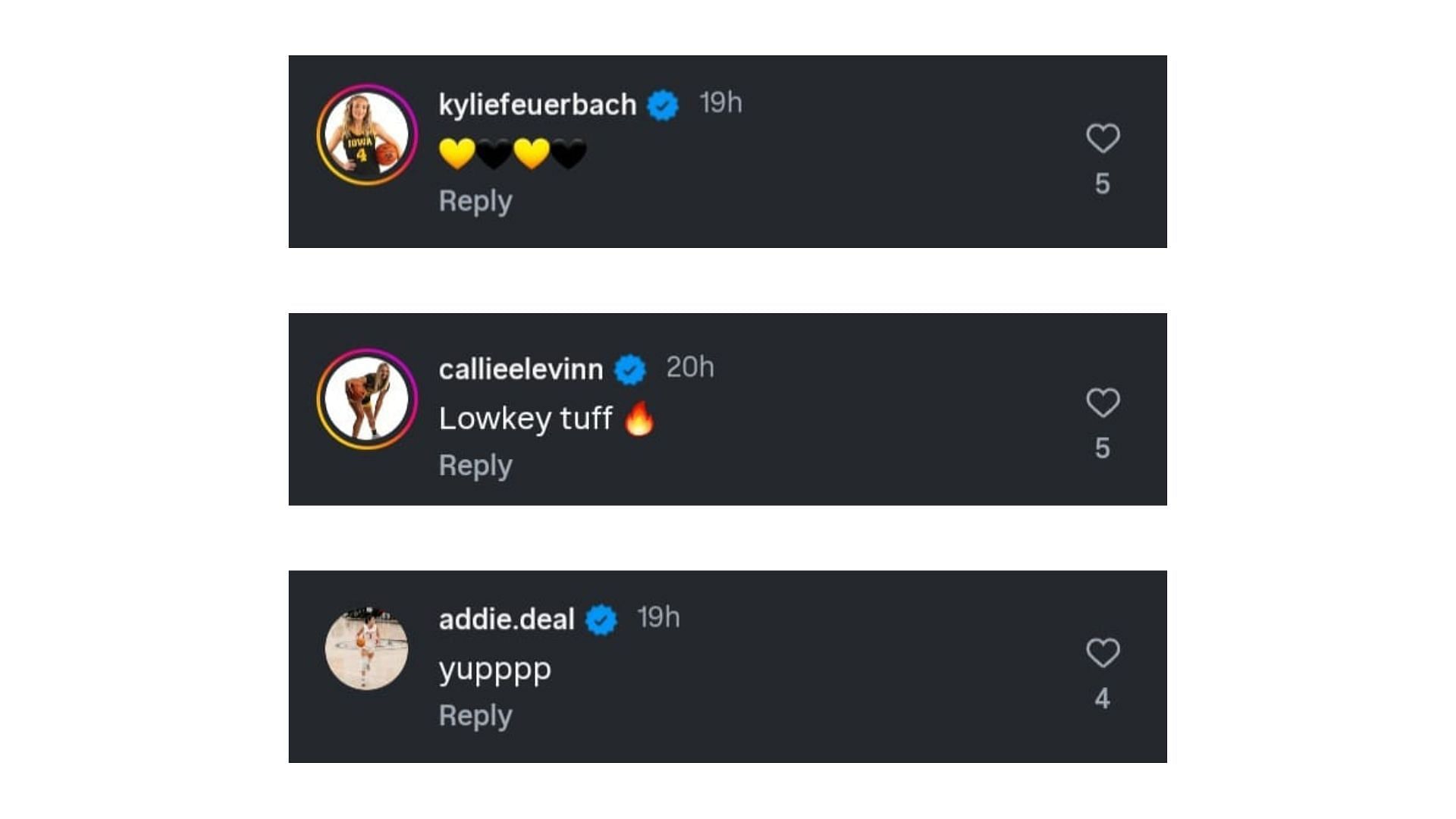 Iowa stars&#039; comments on Liv Johnson&#039;s post