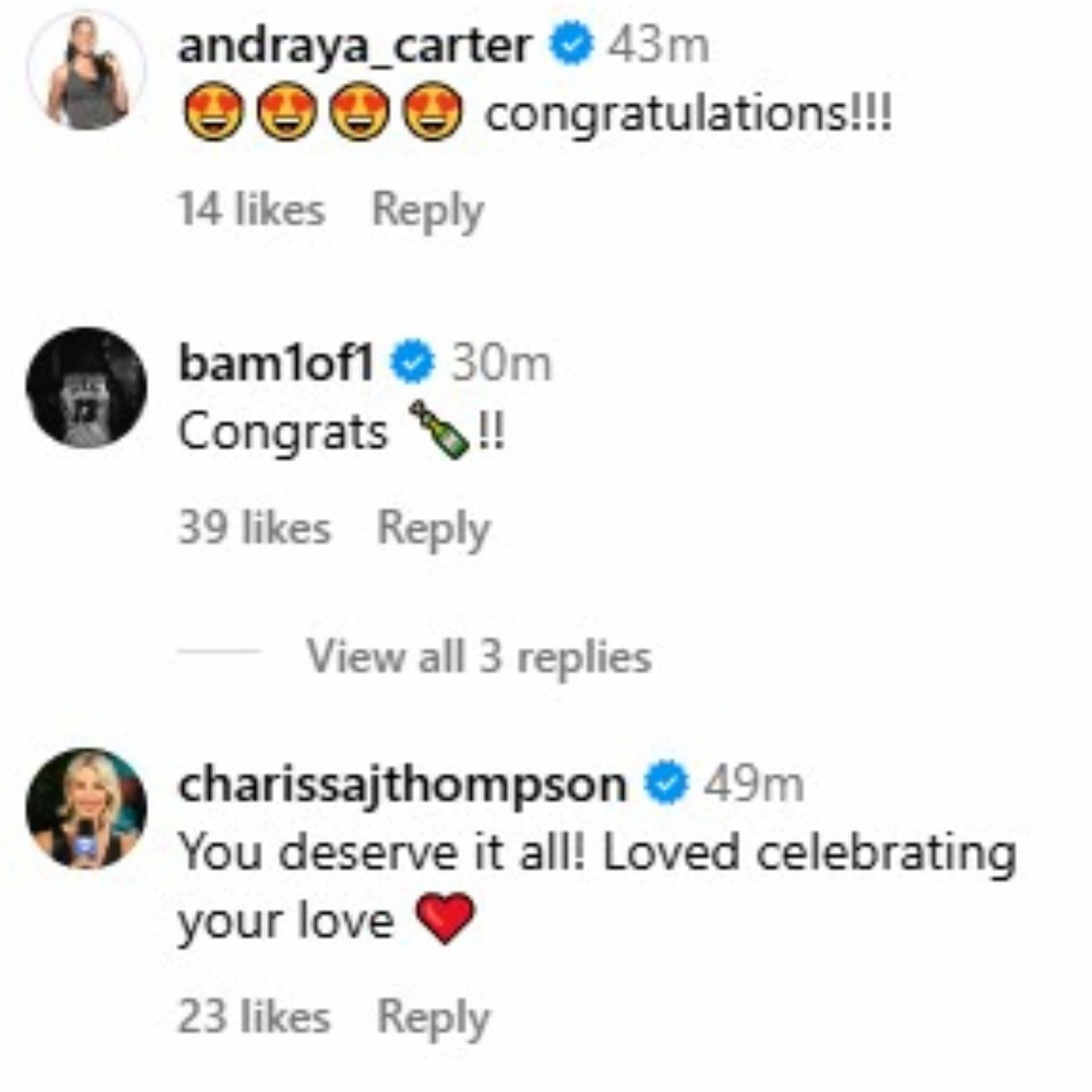 More congratulatory comments came from the couple&#039;s friends.