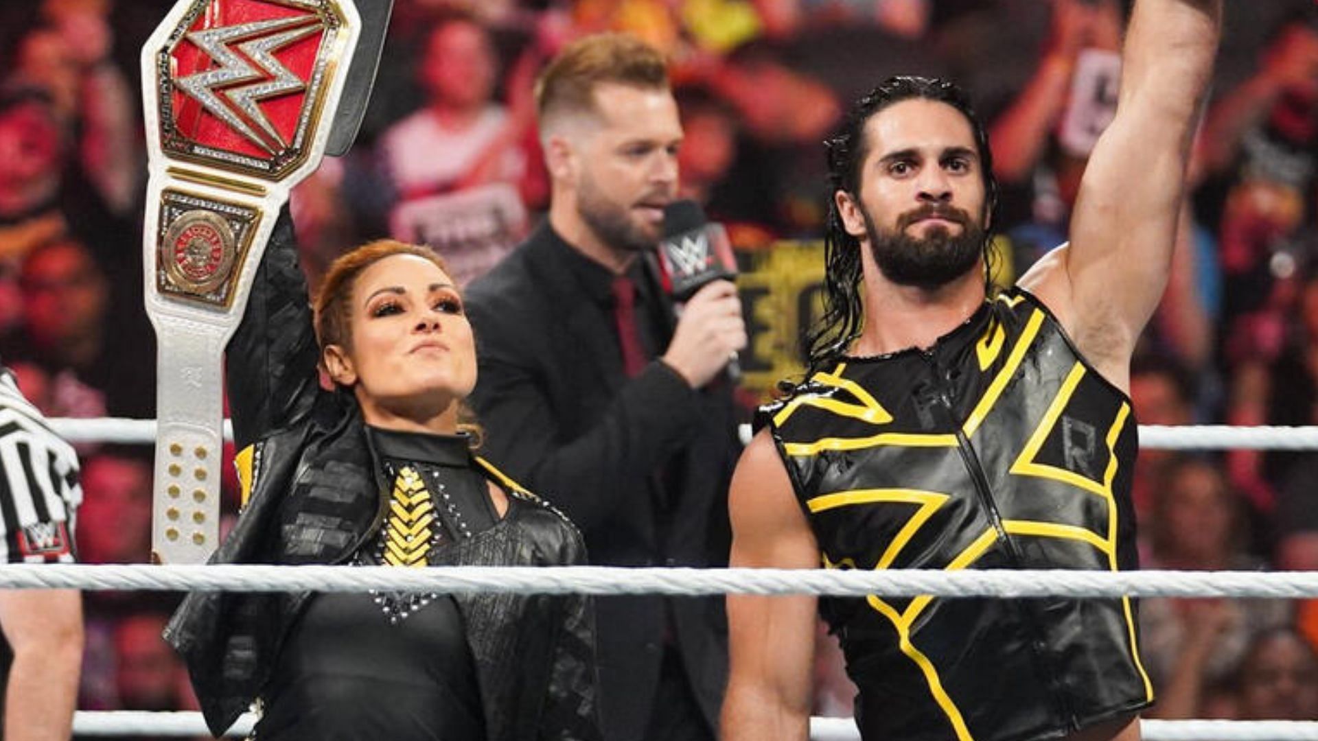 Becky Lynch and Seth Rollins at WWE Extreme Rules 2019! [Image credit: WWE.com]