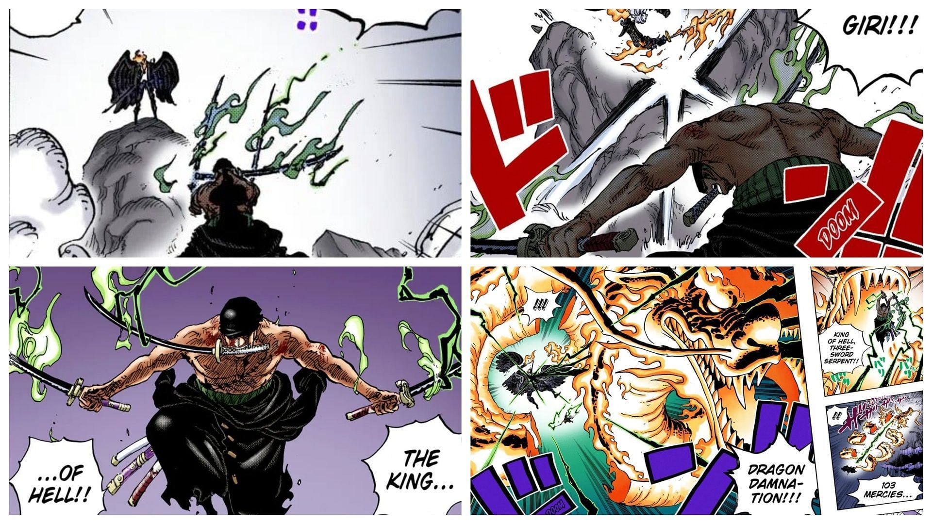 Zoro&#039;s King of Hell Style as seen in One Piece (Image via Shueisha)