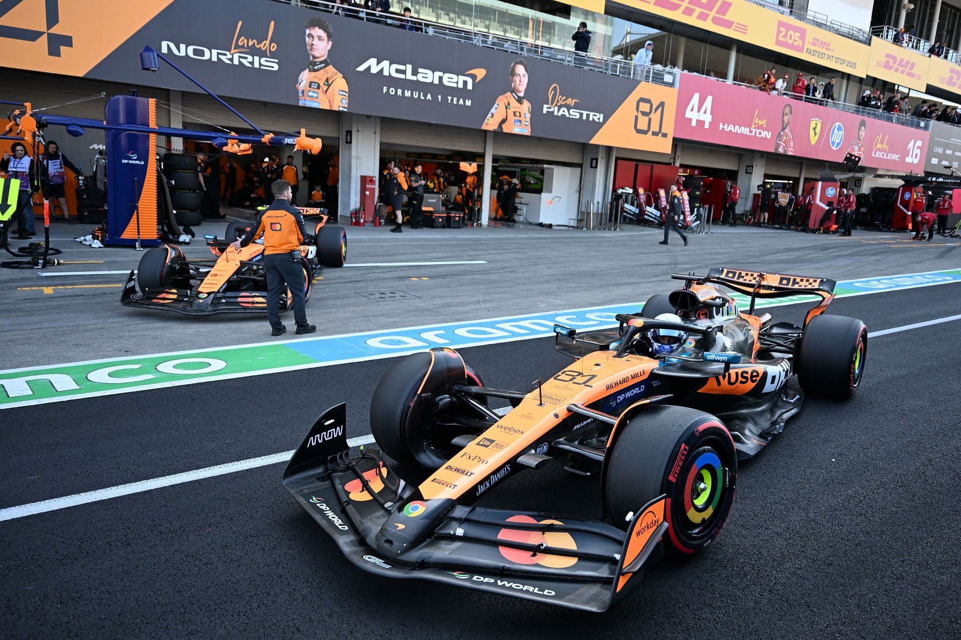 Oscar Piastri (81) and Lando Norris (4) at Suzuka Circuit. Source: Getty