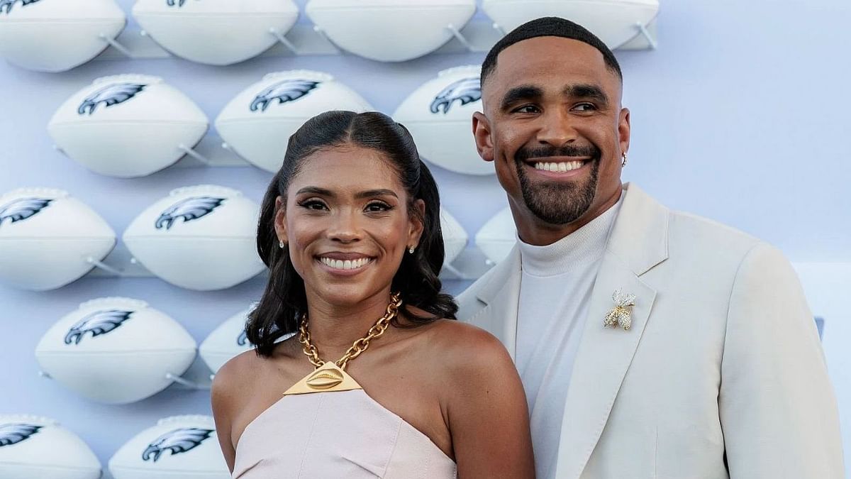 Jalen Hurts and wife, Bry Burrows, make rare public appearance at Eagles Super Bowl ring ceremony 1 month after second wedding ceremony [PHOTOS]