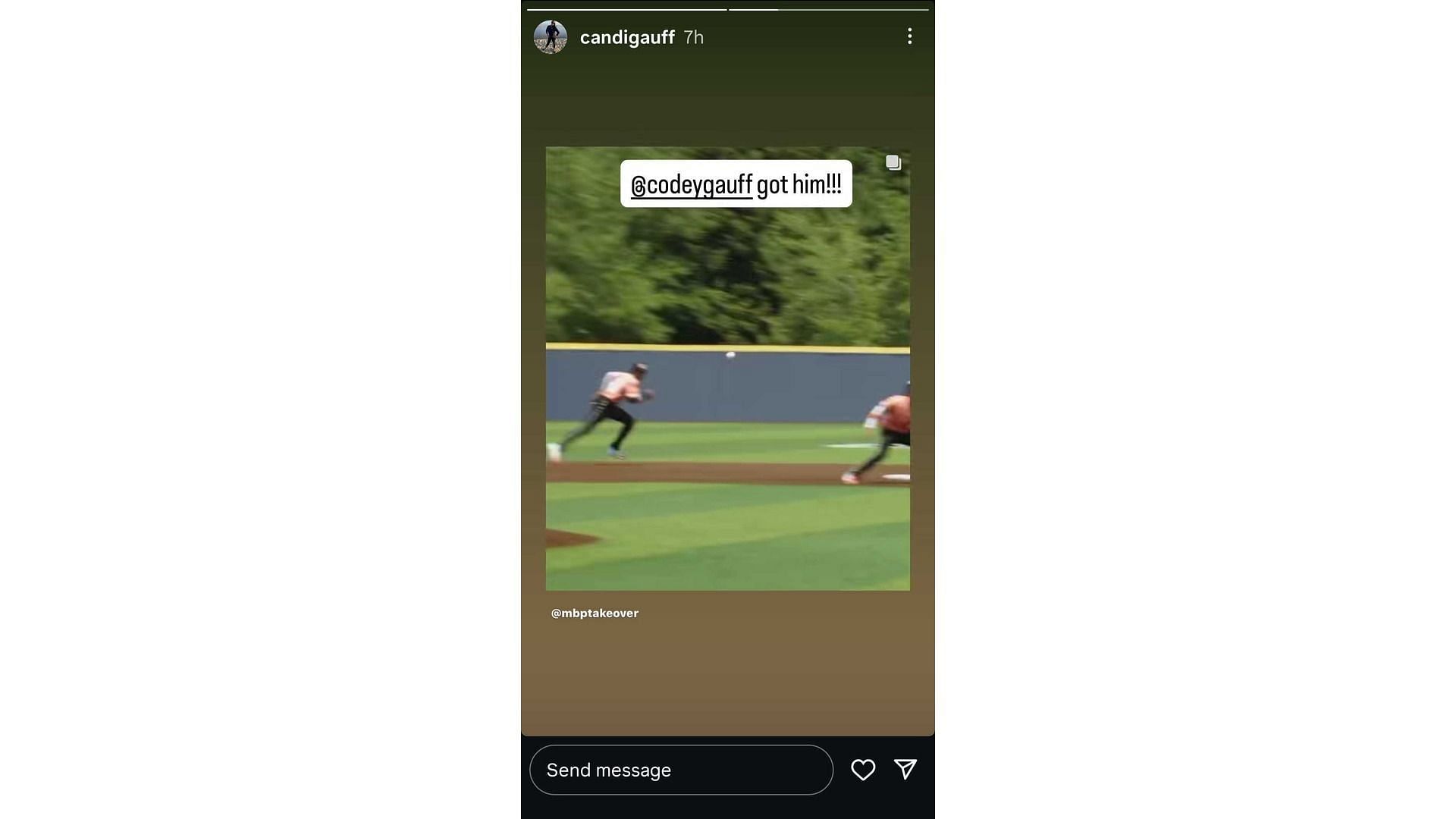 Screenshot of Gauff&#039;s mother&#039;s story (Image via: @candigauff)