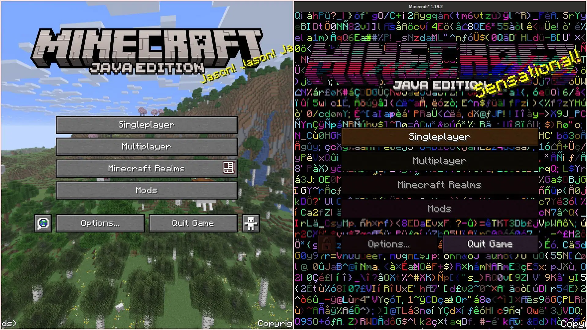 Error 422 was a famous horrorific unofficial version of Minecraft (Image via Sportskeeda Gaming || Mojang Studios || Modrinth/Ultreon Studios)