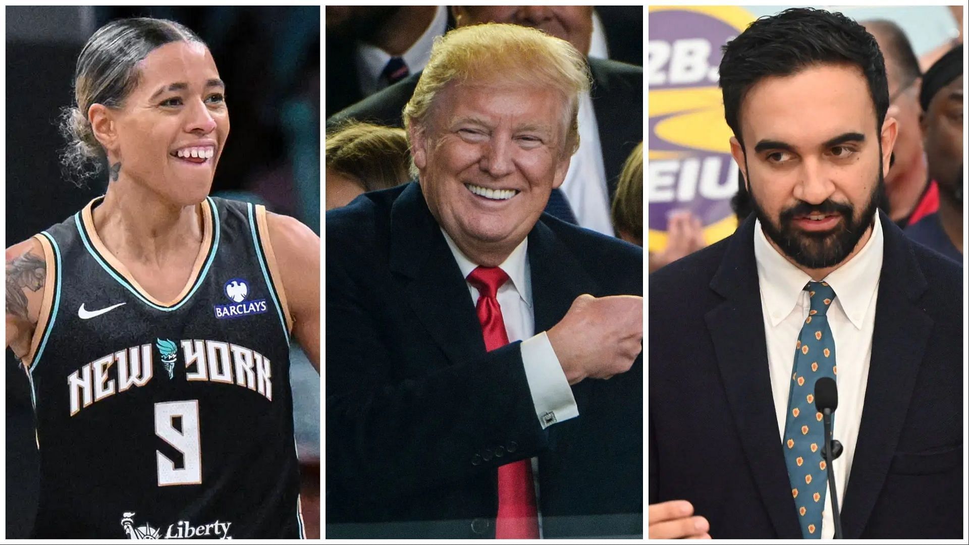 Natasha Cloud criticizes president Donald Trump for comments on Zohran Mamdani. (Photos: Cloud and Trump via IMAGN and Mamdani via GETTY)