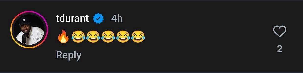 Tony Durant&#039;s comment on Instagram