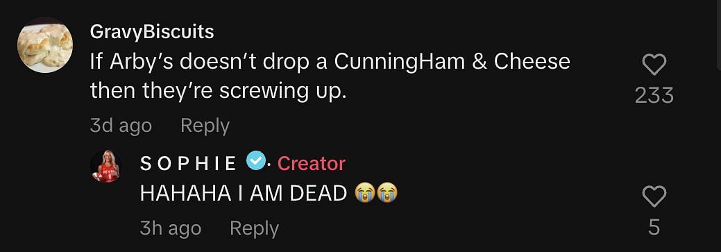 Cunningham&#039;s exchange with the fan on TikTok